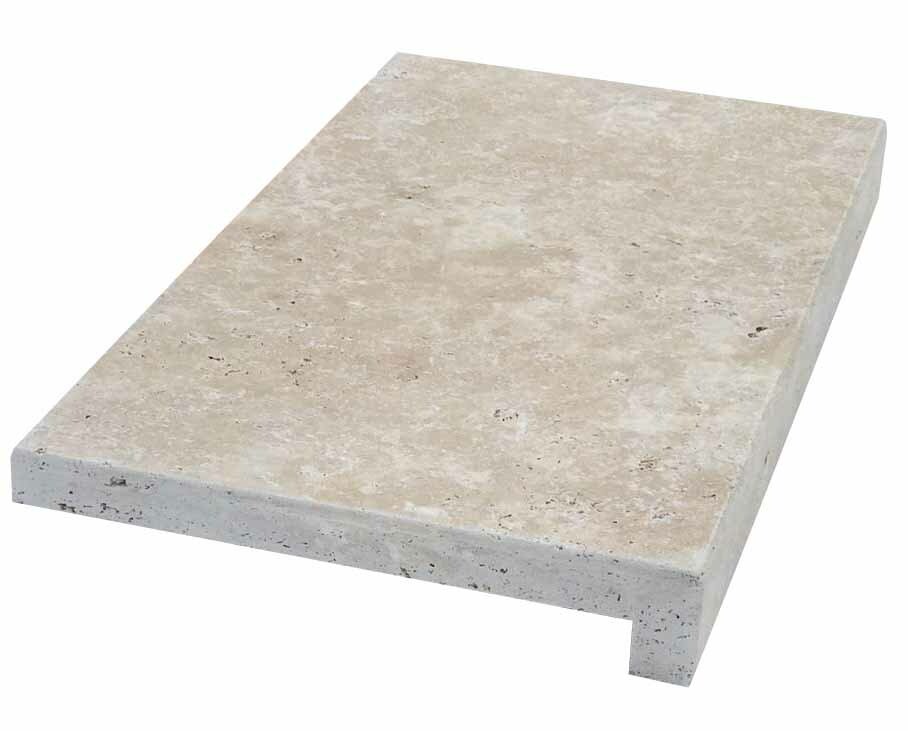 Marche en L en pierre naturelle, 33 cm x 61 cm x 3 cm + 3 cm, nez droit - PALETTE COMPLETE