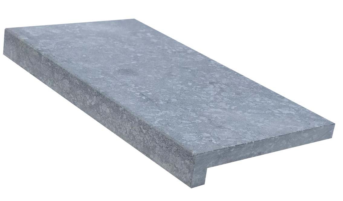 Marche en L en marbre NOBILY GREY, 33 cm x 61 cm x 3,2 cm + 3 cm, nez droit - PALETTE COMPLETE