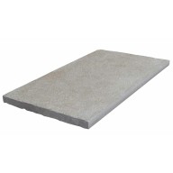 Margelle de piscine ou couvertine PONDICHERY en pierre naturelle calcaire d'Inde, bords droits chanfreinés, surface vieillie, 35 cm x 60 cm x 3 cm - PALETTE COMPLETE