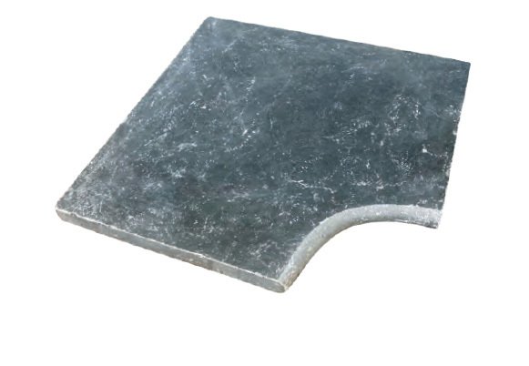 Angle rentrant pour margelle de piscine en marbre noir BLACK PANTHER, 45 cm x 45 cm x 3,2 cm, bord demi-rond