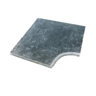 Angle rentrant pour margelle de piscine en marbre noir BLACK PANTHER, 45 cm x 45 cm x 3 cm, bord demi-rond