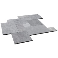 Dalles en marbre NOBILY GREY, bords sciés, surface sablée, opus 4 formats , épaisseur 2 cm - PALETTE COMPLETE