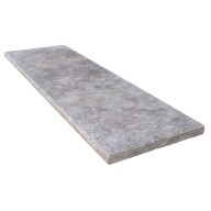 Margelle de piscine ou couvertine TITANIUM GREY, 1 bord demi-rond, surface vieillie, 33 cm x 100 cm x 3 cm - PALETTE COMPLETE