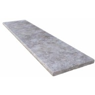 Margelle de piscine ou couvertine TITANIUM GREY, 1 bord demi-rond, surface vieillie, 33 cm x 120 cm x 3 cm - PALETTE COMPLETE