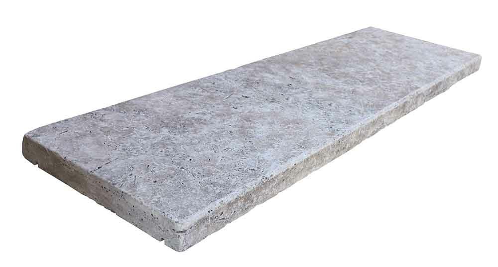 Couvertine TITANIUM GREY en pierre naturelle avec goutte d'eau, bords droits chanfreinés, 30 cm x 100 cm x 4 cm - PALETTE COMPLETE