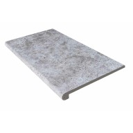 Marche en L en pierre naturelle, 33 cm x 61 cm x 1,2 cm + 1,8 cm, nez arrondi - PALETTE COMPLETE