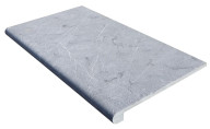 Marche en L en marbre NOBILY GREY, 33 cm x 61 cm x 1,2 cm + 1,8 cm, nez arrondi