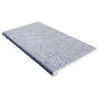 Marche en L en marbre NOBILY GREY, 33 cm x 61 cm x 1,2 cm + 1,8 cm, nez arrondi - PALETTE COMPLETE