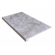 Marche en L en pierre naturelle, 33 cm x 61 cm x 1,2 cm + 1,8 cm, nez droit - PALETTE COMPLETE