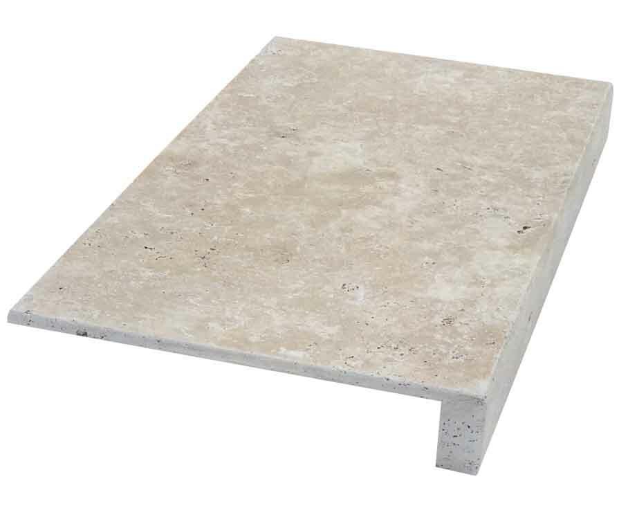 Marche en L en pierre naturelle, 33 cm x 61 cm x 1,2 cm + 1,8 cm, nez droit - PALETTE COMPLETE