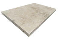 Travertin, dalle de sol ou murale en pierre naturelle STRONG MIX, bords adoucis, surface vieillie, 40,6 cm x 61 cm x 1,2 cm