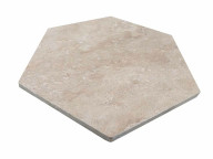 Travertin, dalle de sol ou murale en pierre naturelle CLASSHADE, bords adoucis, surface vieillie, hexagonale 11,6 cm x 23,2 cm x 1 cm - PALETTE COMPLETE