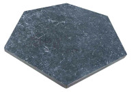 Dalles en marbre noir BLACK PANTHER, bords adoucis, surface vieillie, hexagonale 11,6 cm x 23,2 cm x 1 cm
