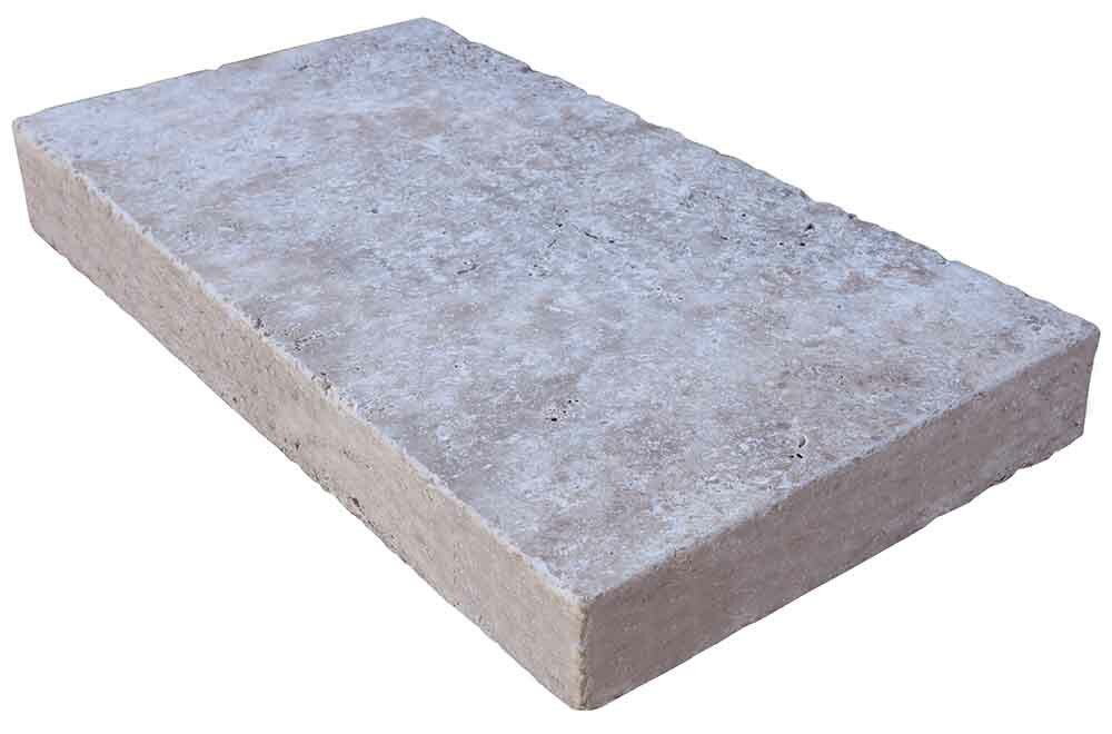 Margelle de piscine ou couvertine TITANIUM GREY, bords droits, surface vieillie, 33 cm x 61 cm x 8 cm - PALETTE COMPLETE