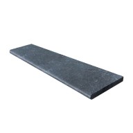 Margelle de piscine ou couvertine en marbre noir BLACK PANTHER, 1 bord demi-rond, surface vieillie, 33 cm x 100 cm x 3,2 cm - PALETTE COMPLETE