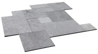 Dalles en marbre NOBILY GREY, bords sciés, surface sablée, opus 4 formats , épaisseur 1,2 cm