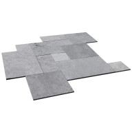 Dalles en marbre NOBILY GREY, bords sciés, surface sablée, opus 4 formats , épaisseur 1,2 cm - PALETTE COMPLETE