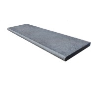 Margelle de piscine en marbre NOBILY DARKNESS, 1 bord demi-rond, surface sablée brossée, 33 cm x 100 cm x 3,2 cm