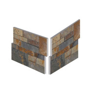 Angle pierre naturelle en petite plaquette, teinte ardoise/rouille - PALETTE COMPLETE