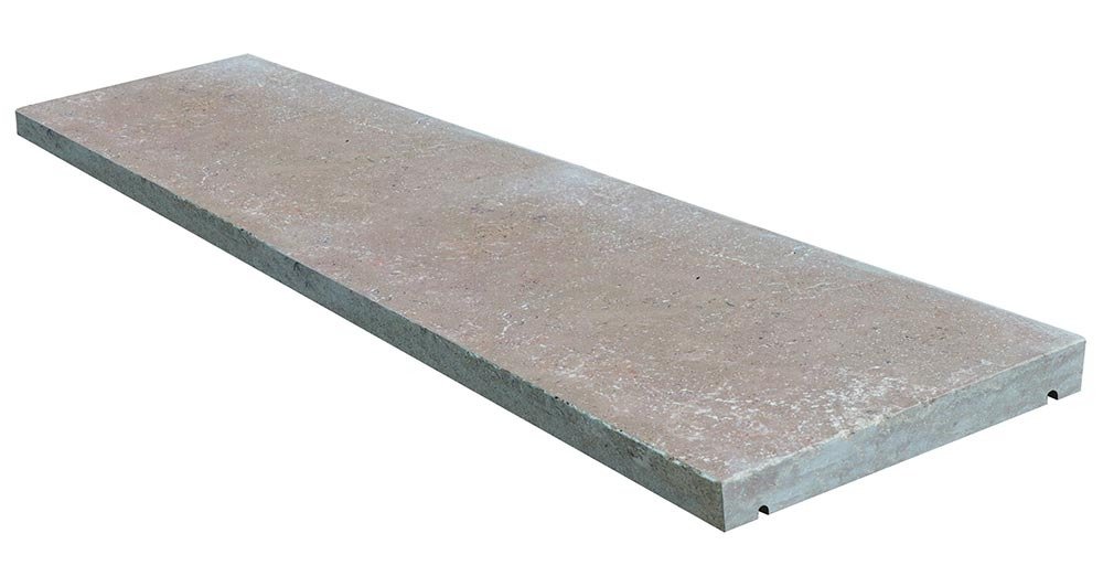 Couvertine KHEOPS en pierre d'Egypte, surface vieillie, bords droits chanfreinés, 30 cm x 100 cm x 4 cm