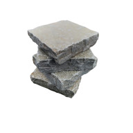 Pavé PONDICHERY en pierre naturelle calcaire d'Inde, bords adoucis, surface vieillie, 14 cm x 14 cm x 4 cm - PALETTE COMPLETE