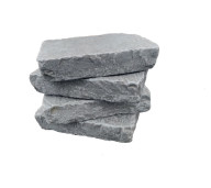 Pavé NEW DELHI en pierre naturelle calcaire d'Inde, bords adoucis, surface vieillie, 14 cm x 14 cm x 4 cm - PALETTE COMPLETE