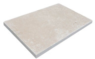 Travertin, dalle de sol en pierre naturelle FIRSTSHADE PREMIUM, bords adoucis, surface vieillie, 40,6 cm x 61 cm x 3 cm