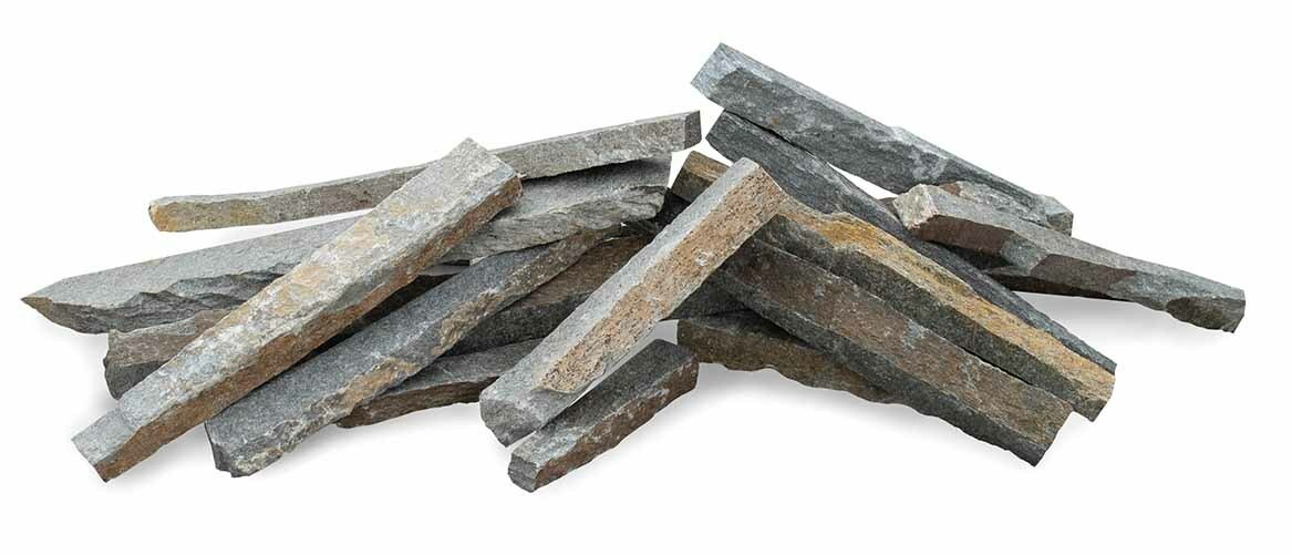 Parement pierre naturelle en barrette brute VULCAN - PALETTE COMPLETE