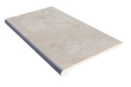 Marche en L en marbre beige NOBILY, 33 cm x 61 cm x 1,2 cm + 1,8 cm, nez arrondi