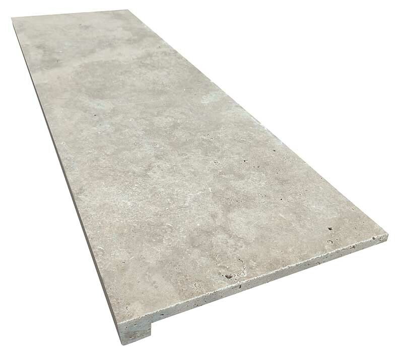 Margelle/Marche en L CLASSHADE, bord droit, 33 cm x 100 cm x 1,2+1,8 cm