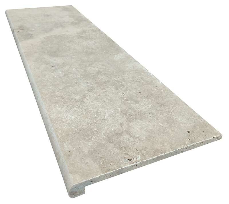 Margelle/Marche en L CLASSHADE, bord arrondi, 33 cm x 100 cm x 1,2+1,8 cm