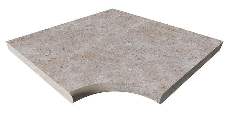 Angle Rentrant KHEOPS, surface vieillie, Bord 1/2 Rond, 45 cm x 45 cm x 3 cm