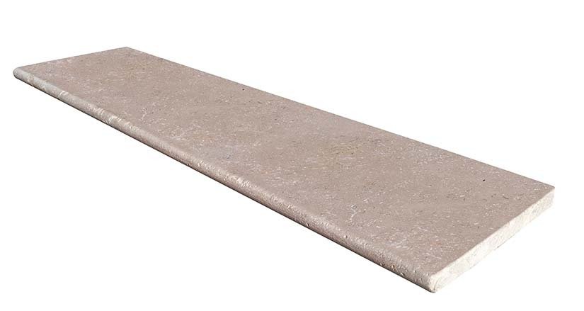 Margelle/marche KHEOPS, surface vieillie, bord arrondi, 33 cm x 120 cm x 3 cm