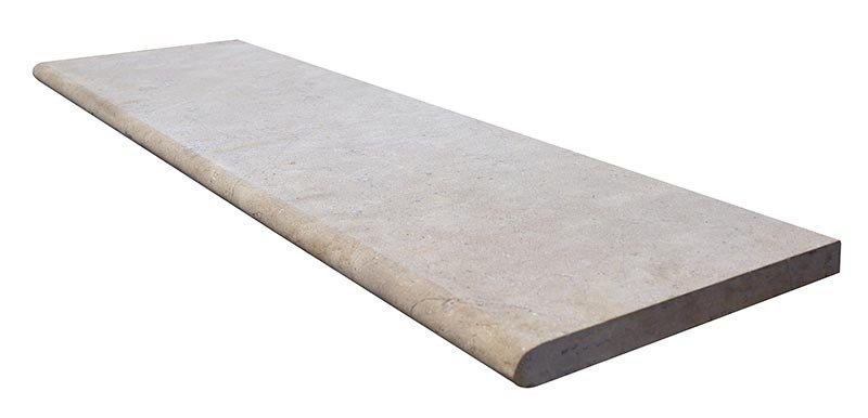 Margelle/marche KHEOPS, sablé brossé, bord arrondi, 33 cm x 120 cm x 3 cm