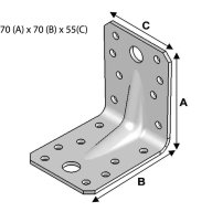 Equerre renforcée, 70 mm x 70 mm x 55 mm