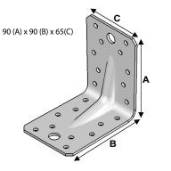 Equerre renforcée en inox, 90 mm x 90 mm x 65 mm