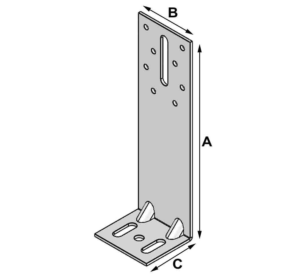Equerre d'isolation ou equerre de bardage, 260 mm x 54 mm x 60 mm