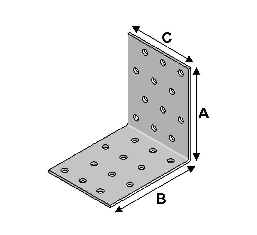 Equerre perforée, 80 mm x 80 mm x 80 mm