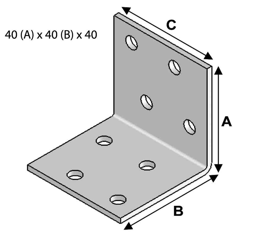 Equerre sans renforts, 40 mm x 40 mm x 40 mm