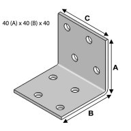 Equerre sans renforts, 40 mm x 40 mm x 40 mm