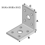 Equerre sans renforts, 50 mm x 50 mm x 35 mm