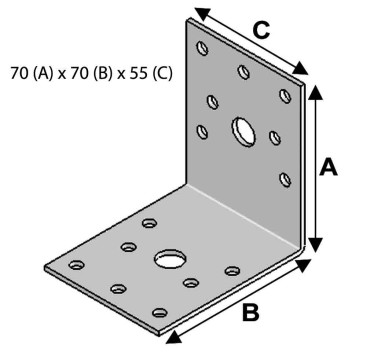 Vignette Equerre sans renforts, 70 mm x 70 mm x 55 mm