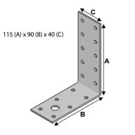 Equerre sans renforts, 115 mm x 90 mm x 40 mm
