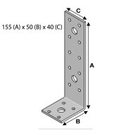 Equerre sans renforts, 115 mm x 50 mm x 40 mm