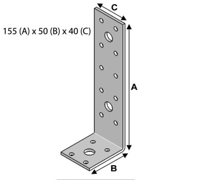 Vignette Equerre sans renforts, 115 mm x 50 mm x 40 mm