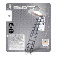 Escalier escamotable LST avec échelle en ciseaux, haut. 250-280 cm, 50 cm x 80 cm