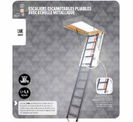 Escalier escamotable LMK Komfort avec échelle métallique pliable, haut. 305 cm, 60 cm x 130 cm