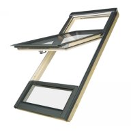 Fenêtre à rotation rehaussée avec allège fixe Duet prosky, double vitrage U3 - 94 cm x 255 cm