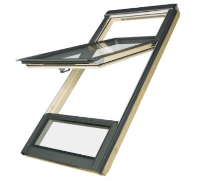 Vignette Fenêtre à rotation rehaussée avec allège fixe Duet prosky, double vitrage U3 - 94 cm x 206 cm