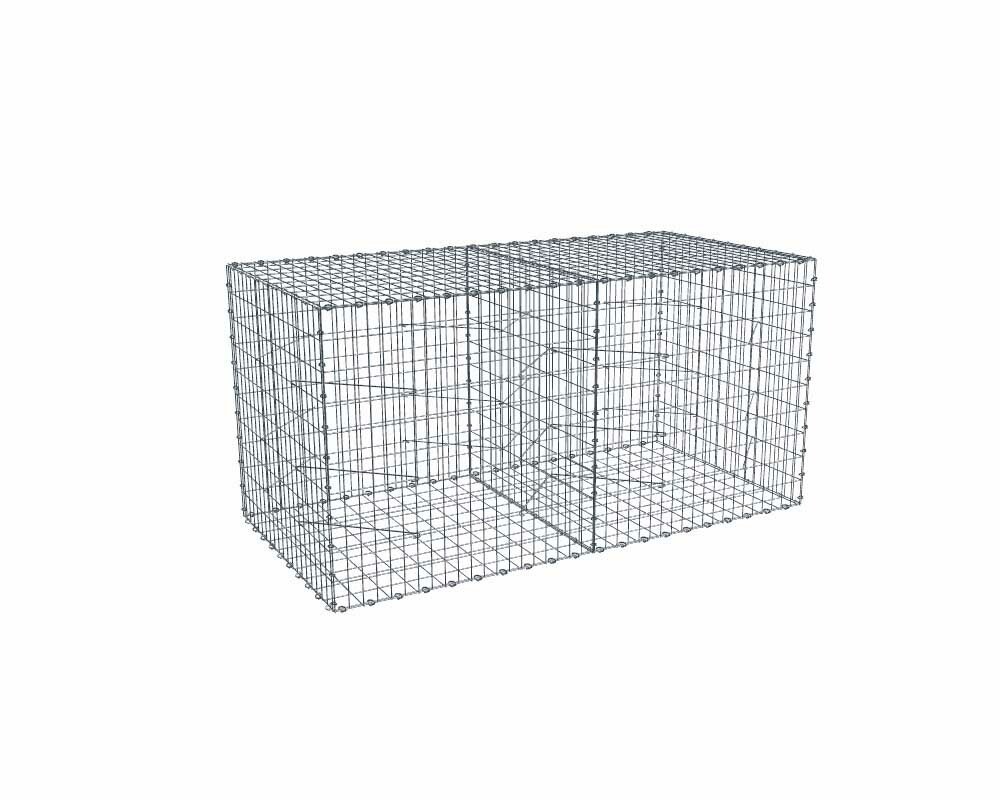 Kit gabion 2m de longueur, 100cm (H) x 100cm (L), pour clôture, assemblage agrafes, mailles 5 x 10 cm, grilles non visibles mailles 10 x 10 cm